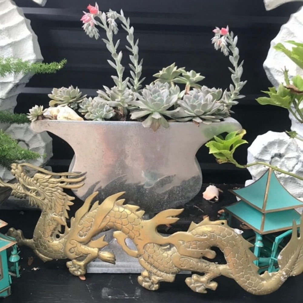 •MIDCENTURY BRASS DRAGON CHINOISERIE MAXIMALIST PALM BEACH•